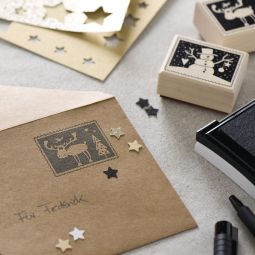 Tampon Bois Courrier de Noël Elan - IkaIpaka Royan