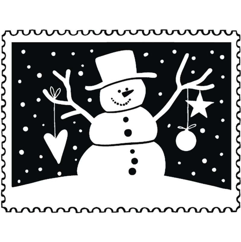 Tampon bois Courrier de Noël Bonhomme de Neige - IkaIpaka Royan