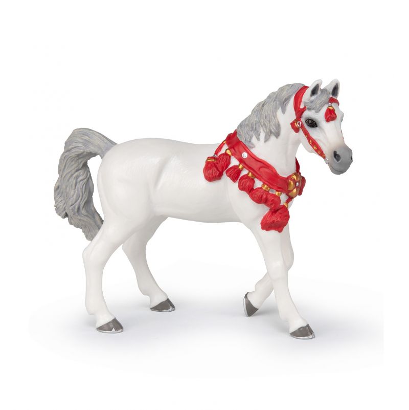 Cheval Arabe Blanc en tenue de parade Papo - IkaIpaka Royan