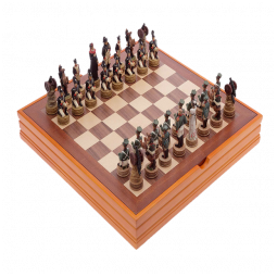 Coffret Échecs Historiques - Echiquier Campagne de Russie (figurines peintes à la main) - IkaIpaka Royan