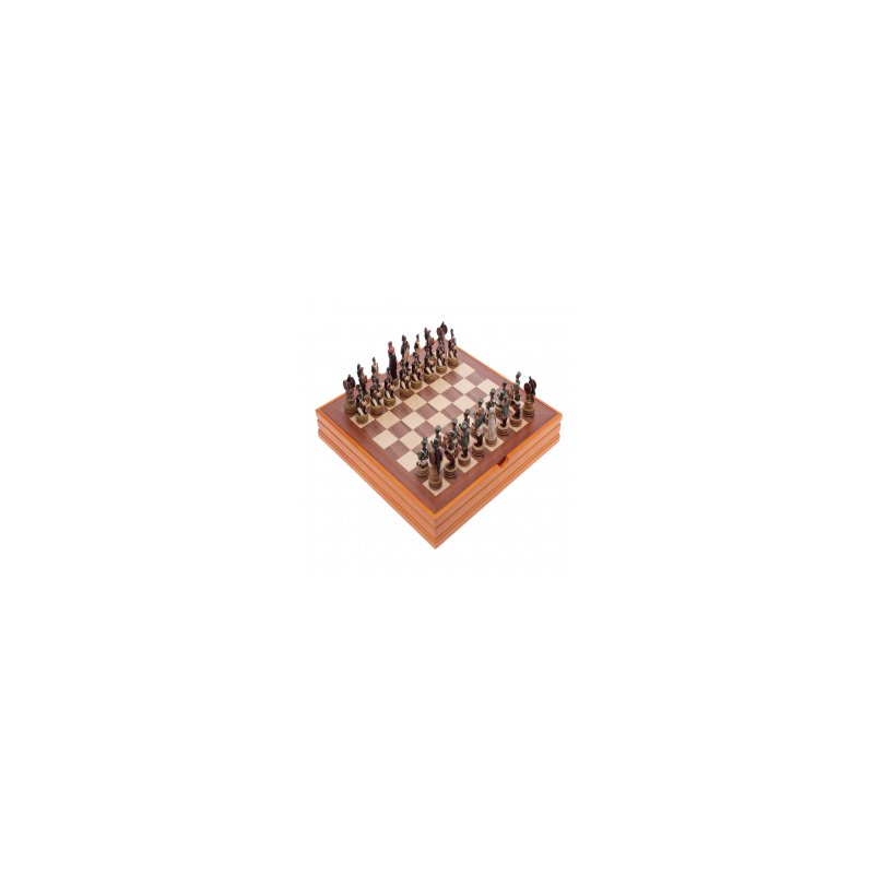 Coffret Échecs Historiques - Echiquier Campagne de Russie (figurines peintes à la main) - IkaIpaka Royan