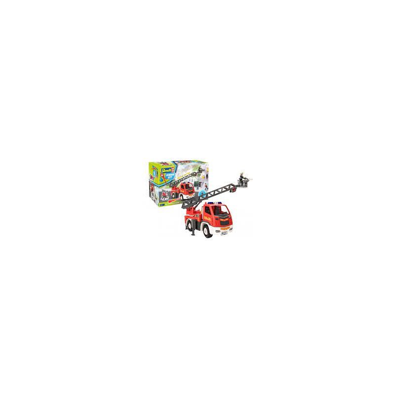 Maquette voiture Junior KIT CAMION POMPIER GRANDE ÉCHELLE AVEC FIGURINE - IkaIpaka Royan