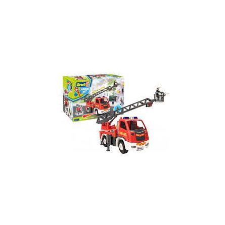 Maquette voiture Junior KIT CAMION POMPIER GRANDE ÉCHELLE AVEC FIGURINE - IkaIpaka Royan