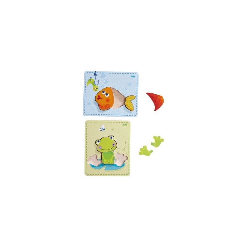 Puzzle en bois - Grenouille et Poissons - IkaIpaka Royan