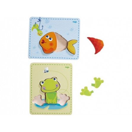 Puzzle en bois - Grenouille et Poissons - IkaIpaka Royan
