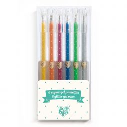 6 stylos Gel Pailletés Djeco Ikaipaka jeux & jouets Royan