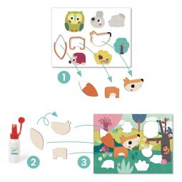 Collage pour les petits Premiers collages Djeco Ikaipaka jeux &