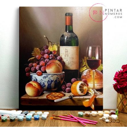 Peinture aux numéros Fruits et Vin Pintar Numeros Ikaipaka jeux