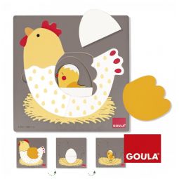 Puzzle 3 niveaux Poule Goula Ikaipaka jeux & jouets Royan