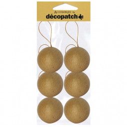 Sachet 6 Boules avec cordon doré Décopatch Décopatch Ikaipaka