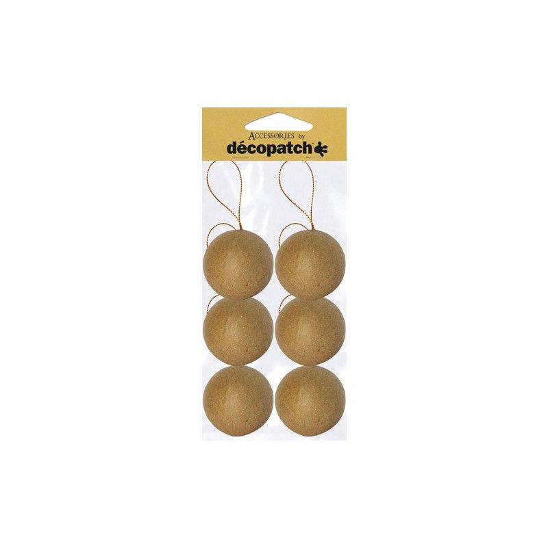 Sachet 6 Boules avec cordon doré Décopatch Décopatch Ikaipaka