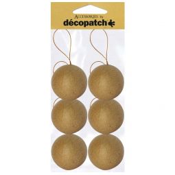 Sachet 6 Boules avec cordon doré Décopatch Décopatch Ikaipaka