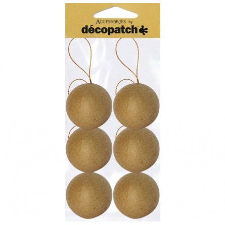 Sachet 6 Boules avec cordon doré Décopatch Décopatch Ikaipaka