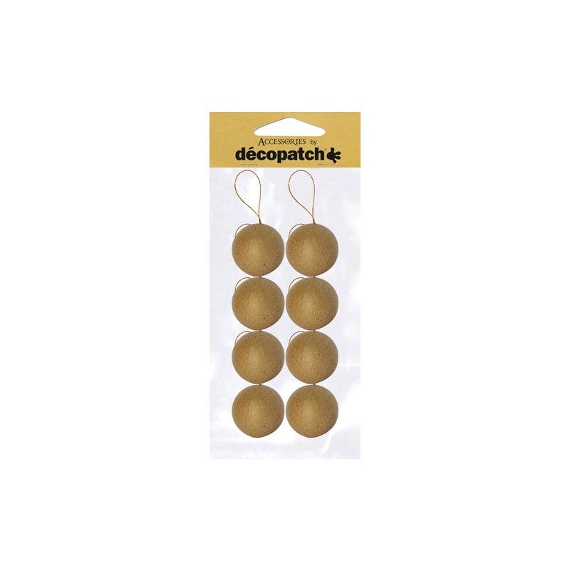 Sachet 8 Boules avec cordon doré Décopatch - IkaIpaka Royan