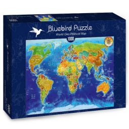 Puzzle 1000p Carte Géo-politique du monde BlueBird Ikaipaka