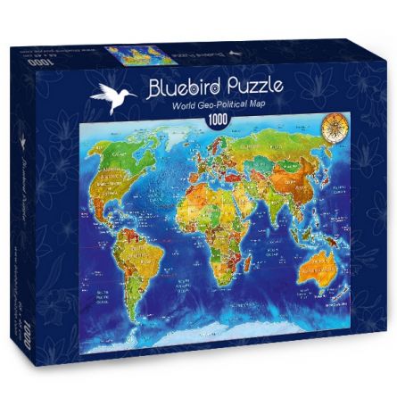 Puzzle 1000p Carte Géo-politique du monde BlueBird Ikaipaka