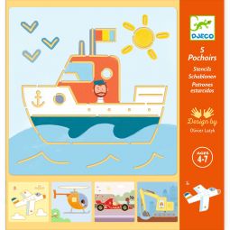 Pochoirs Transport & Co Djeco Ikaipaka jeux & jouets Royan