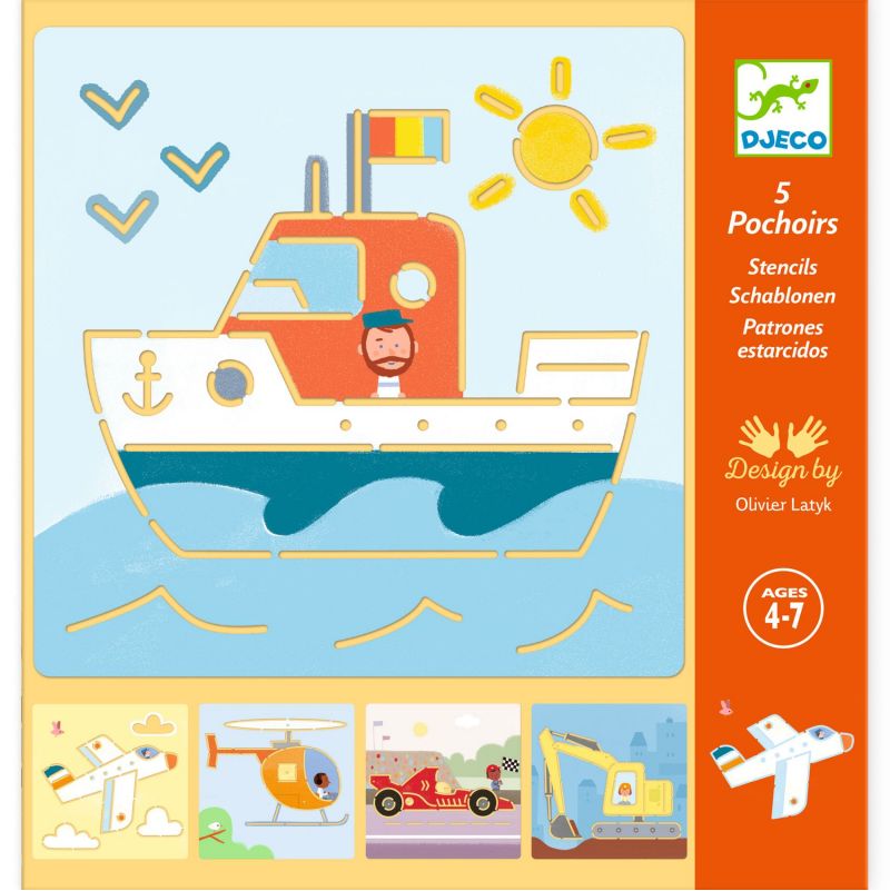 Pochoirs Transport & Co Djeco Ikaipaka jeux & jouets Royan