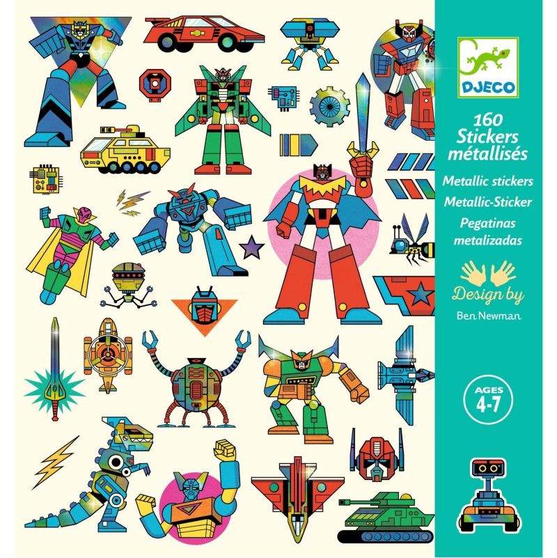 Stickers Robots métallisés Djeco Ikaipaka jeux & jouets Royan