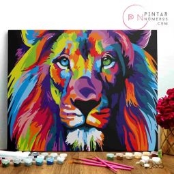Peinture aux numéros Lion Abstrait Pintar Numeros Ikaipaka jeux