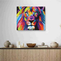 Peinture aux numéros Lion Abstrait Pintar Numeros Ikaipaka jeux