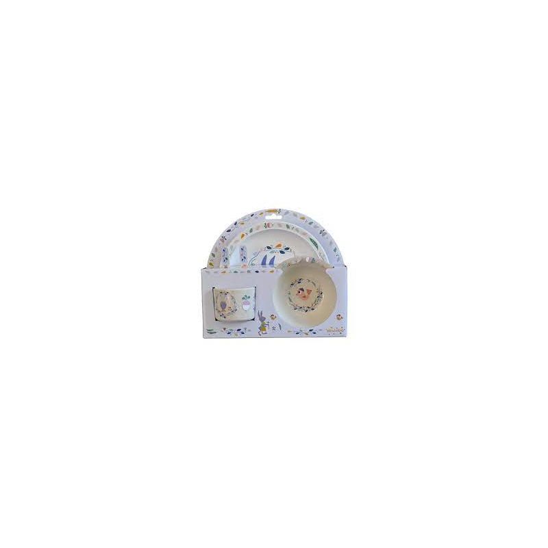 Coffret Vaisselle Gabin Lapin 5 pièces Ebulobo Ikaipaka jeux &