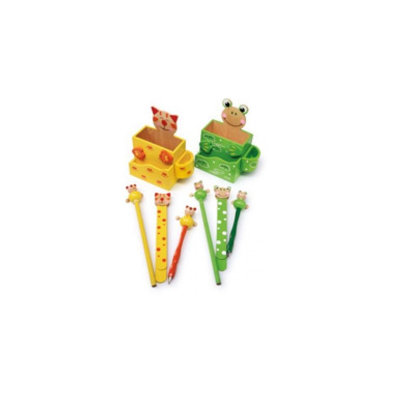 Boite à crayons "Chat ou Grenouille" Legler Ikaipaka jeux &