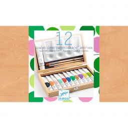 Coffret d'artiste 12 gouaches Djeco Ikaipaka jeux & jouets Royan