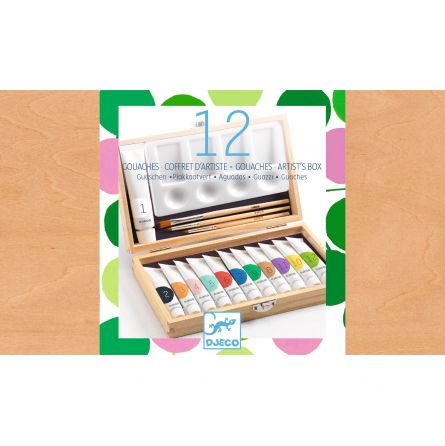 Coffret d'artiste 12 gouaches Djeco Ikaipaka jeux & jouets Royan