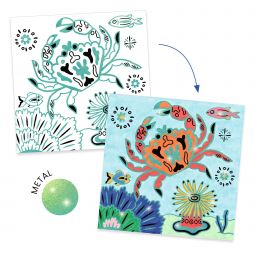 Coloriages brillants Sous la mer Djeco Ikaipaka jeux & jouets
