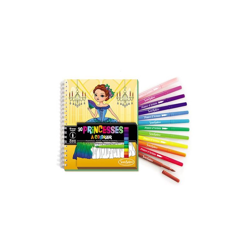 Carnet de coloriage princesses + feutres - IkaIpaka Royan