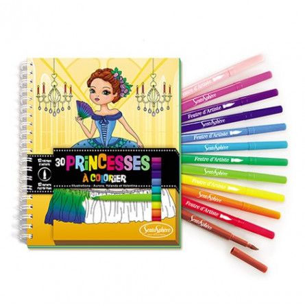 Carnet de coloriage princesses + feutres - IkaIpaka Royan