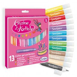 Pochette de 13 colles gel paillettees - IkaIpaka Royan
