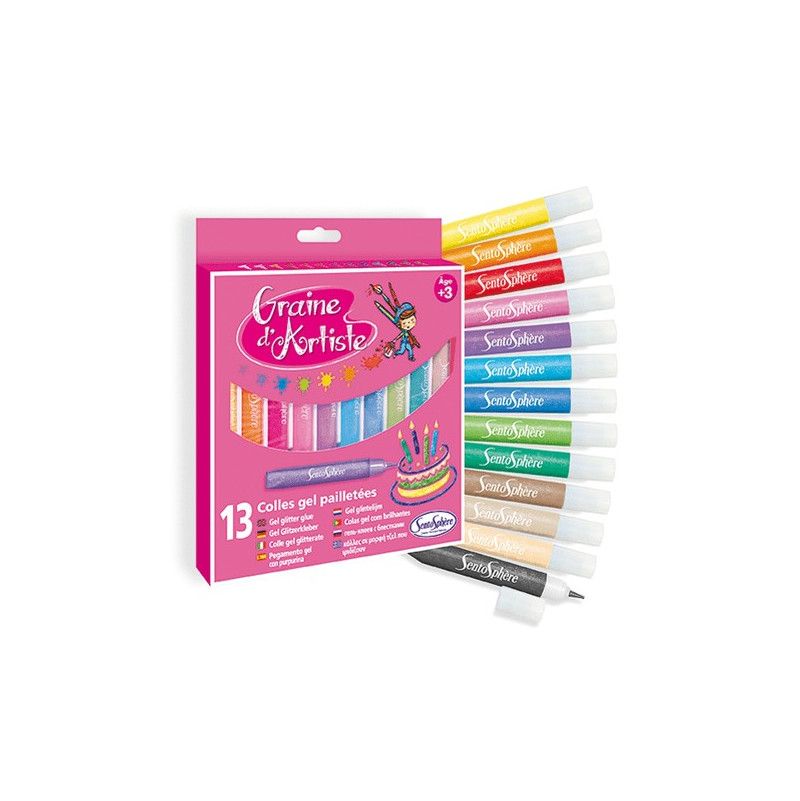 Pochette de 13 colles gel paillettees - IkaIpaka Royan