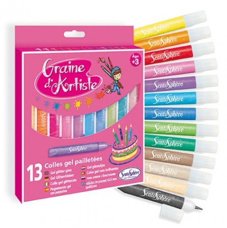 Pochette de 13 colles gel paillettees - IkaIpaka Royan