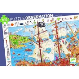 Puzzle 100p observation les pirates Djeco Ikaipaka jeux &