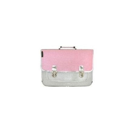Cartable bicolore argent/rose paillette MM - IkaIpaka Royan