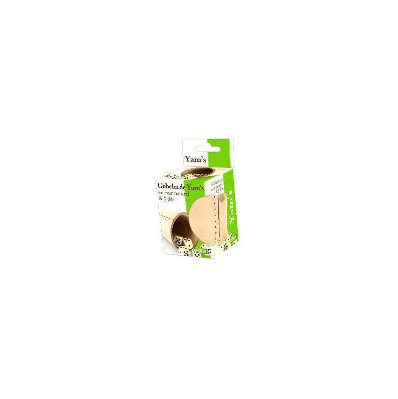 Yam's gobelet cuir naturel + 5 dés Cartamundi Ikaipaka jeux &