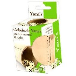 Yam's gobelet cuir naturel + 5 dés Cartamundi Ikaipaka jeux &