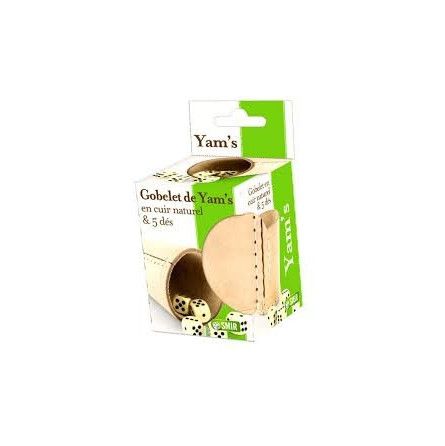 Yam's gobelet cuir naturel + 5 dés Cartamundi Ikaipaka jeux &