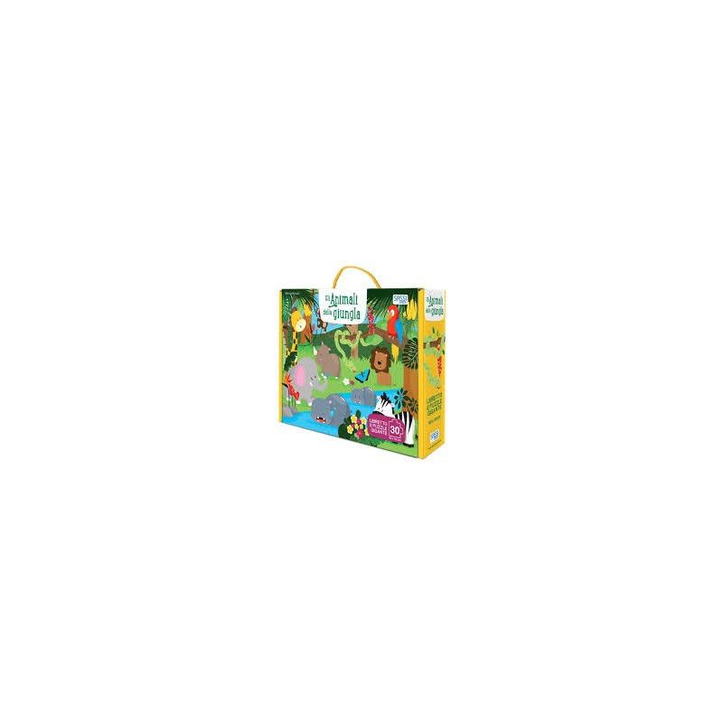 Puzzle + Livre Les animaux de la jungle Sassi Ikaipaka jeux &