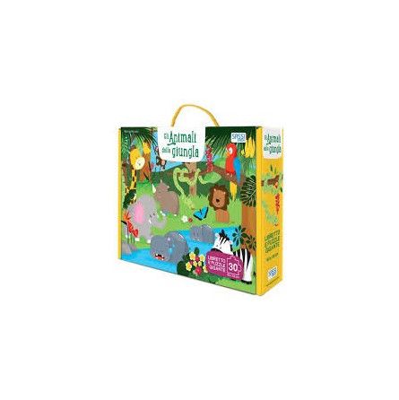 Puzzle + Livre Les animaux de la jungle Sassi Ikaipaka jeux &