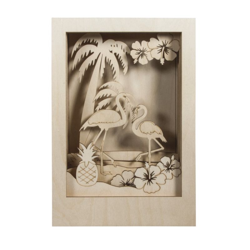 Kit bois Cadre - Motifs 3D Flamant - IkaIpaka Royan