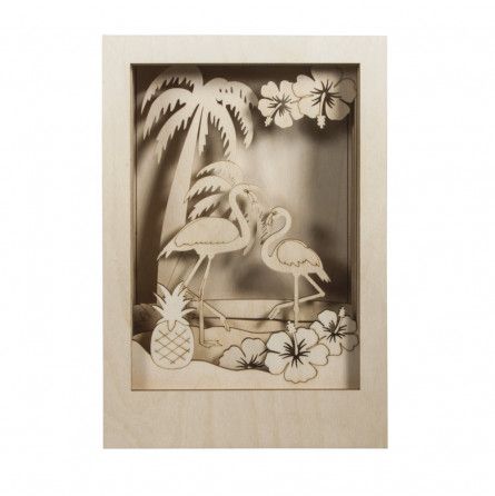 Kit bois Cadre - Motifs 3D Flamant - IkaIpaka Royan