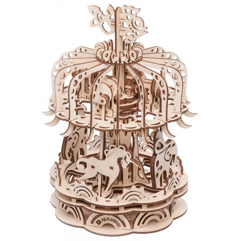 Puzzle maquette Carrousel 3D mobile en bois Mr playwood 137 pieces - IkaIpaka Royan