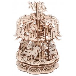 Puzzle maquette Carrousel petit modele 3D mobile en bois Mr playwood - IkaIpaka Royan