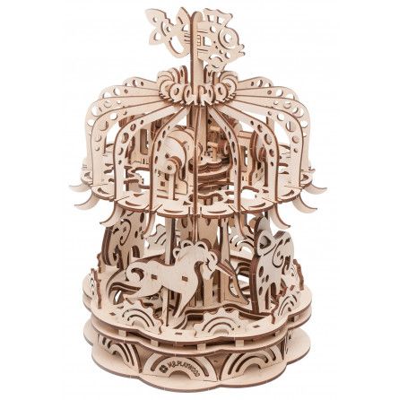 Puzzle maquette Carrousel petit modele 3D mobile en bois Mr playwood - IkaIpaka Royan