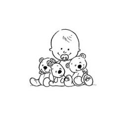 tampon bois bébé + ours - IkaIpaka Royan