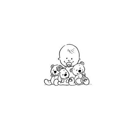 tampon bois bébé + ours - IkaIpaka Royan