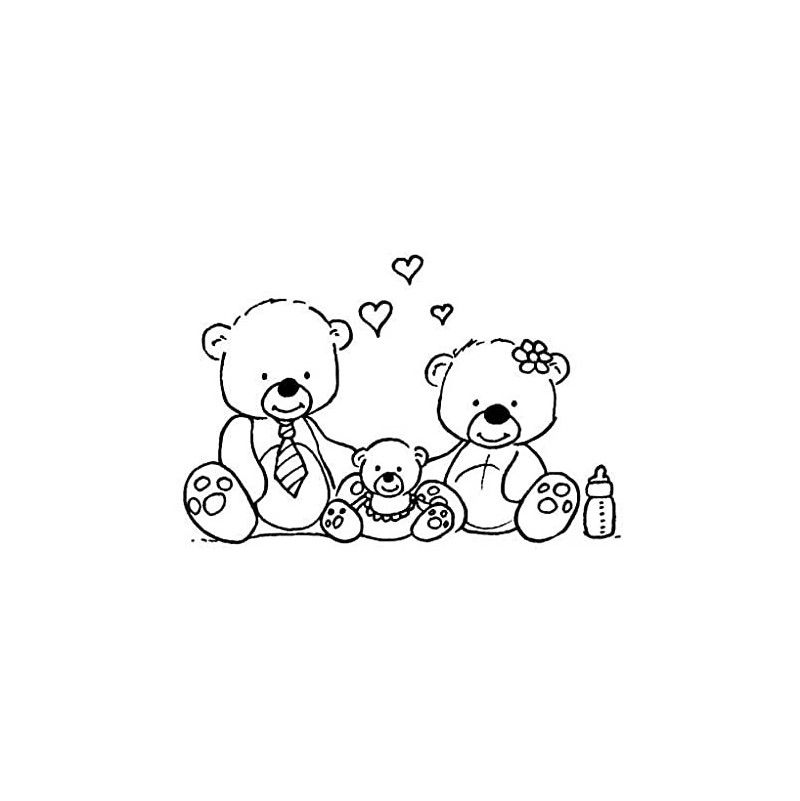 tampon bois famille ours - IkaIpaka Royan